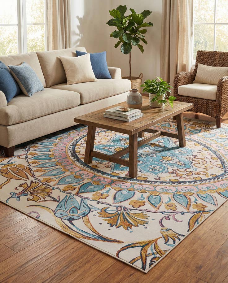 Detail image of 5' x 8' Easy-Clean Traditional Indoor / Outdoor Rug