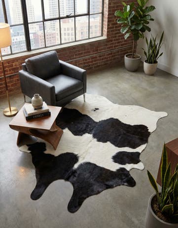 4' 11 x 5' 8 Cowhide Leather Rug