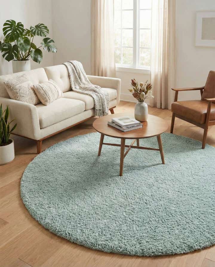 6' x 6' Soft Solid Shag Round Rug