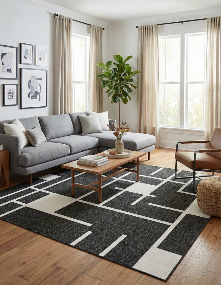 Detail image of 10' x 10'  Washable Modern Indoor / Outdoor Square Rug