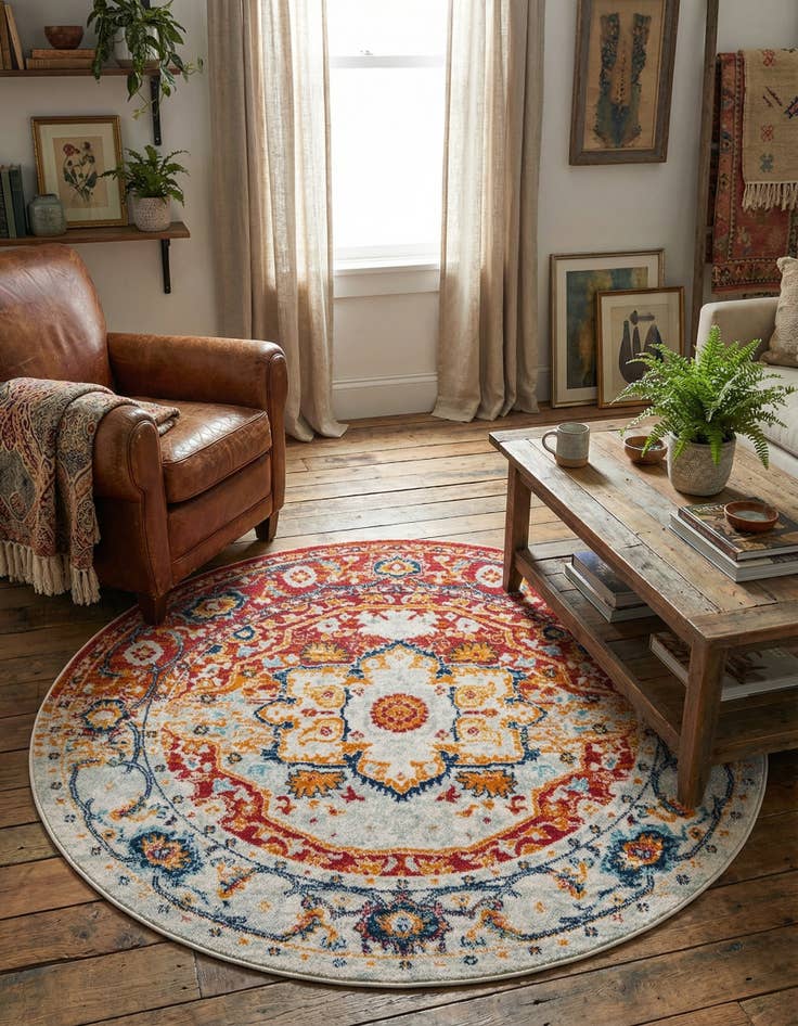 Detail image of 5' 3 x 5' 3 Madeline Vintage Round Rug