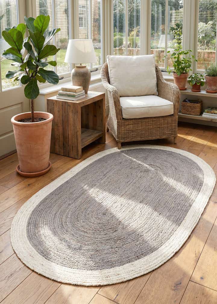 5' 1 x 8' Handmade Braided Jute Oval Rug