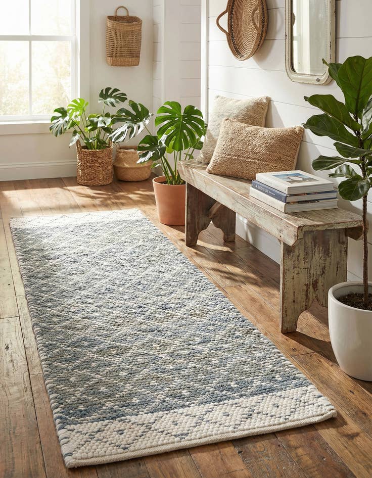 Detail image of 2' 2 x 6' 1 Hand Woven Chindi Trellis Runner Rug