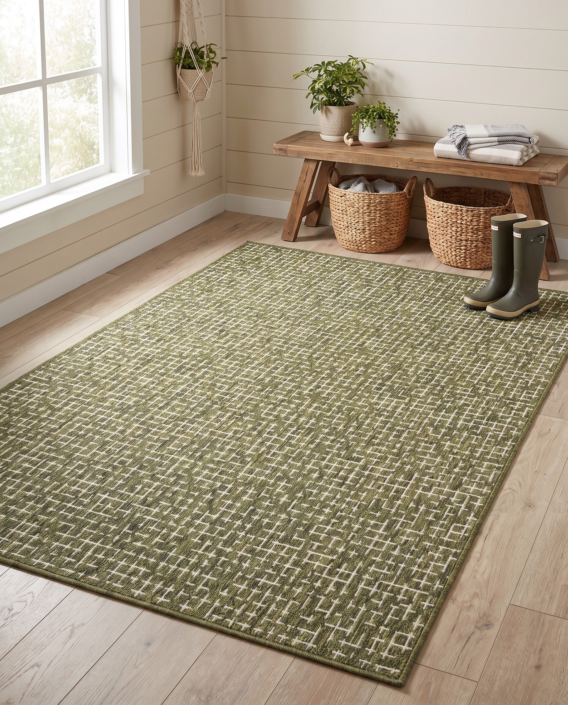4' x 6' Easy-Clean Checkered Indoor / Outdoor Rug