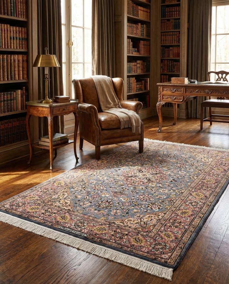 Detail image of 4' 2 x 6' 6 Hand Knotted Kashmir Oriental Wool Rug