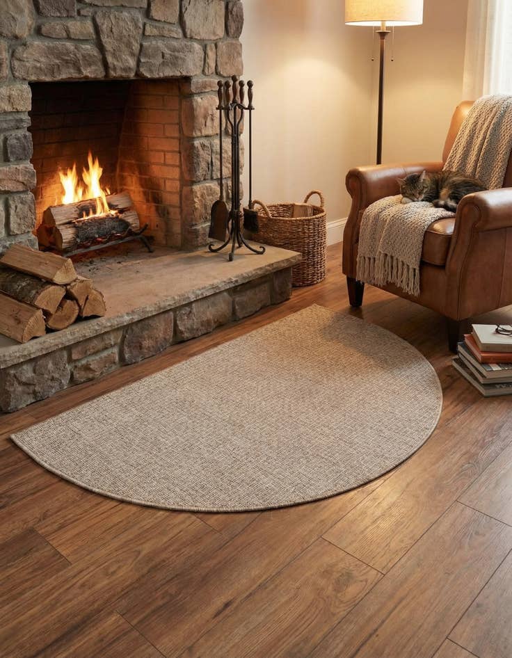 Detail image of  2' 2 x 3' 7  Washable Solid Indoor / Outdoor Hearth Rug