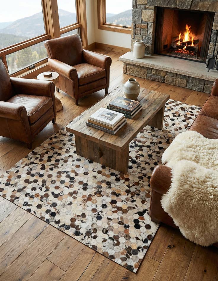 Detail image of 5' 1 x 7' 10 Cowhide Rug