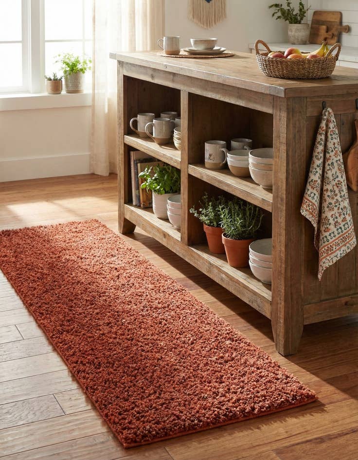 Detail image of 2' x 7' Solid Shag Runner Rug