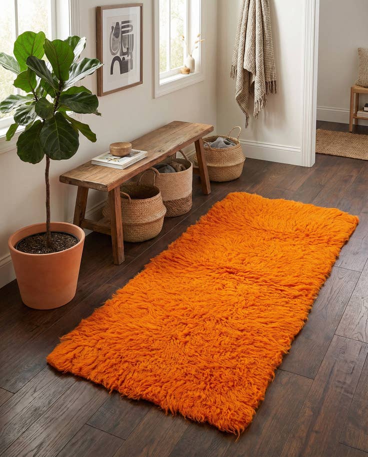 Detail image of 2' 3 x 4' 8 Hand Knotted Moroccan Wool Runner Rug