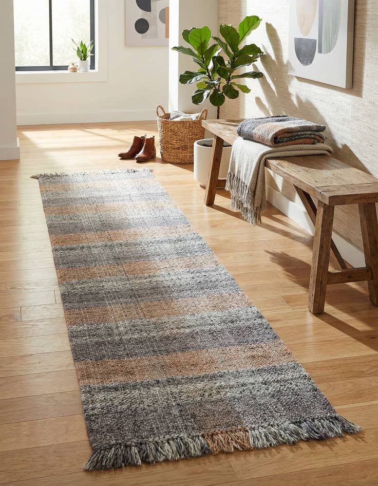 Detail image of 2' 7 x 10' Hand Woven Eco Plaid Washable Indoor / Outdoor Runner Rug