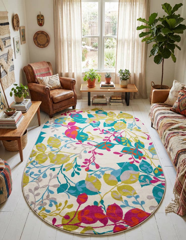 Detail image of 5' 3 x 8' Azalea Oval Rug