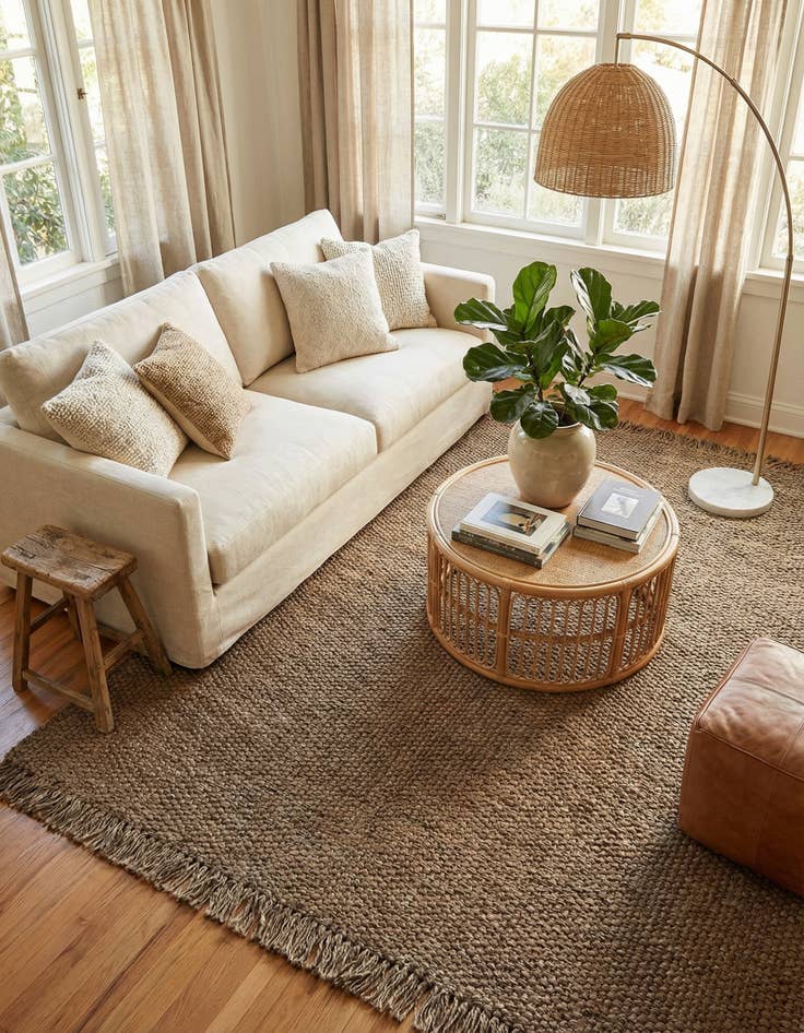 Detail image of 7' 10 x 7' 10  Hand Woven Chunky Jute Square Rug