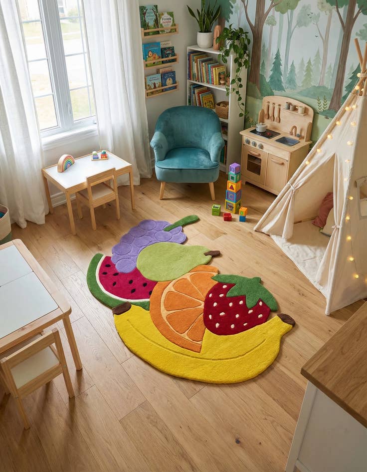 Detail image of 3' 7 x 5' 3 Happy Rugs Fruit Salad Wool