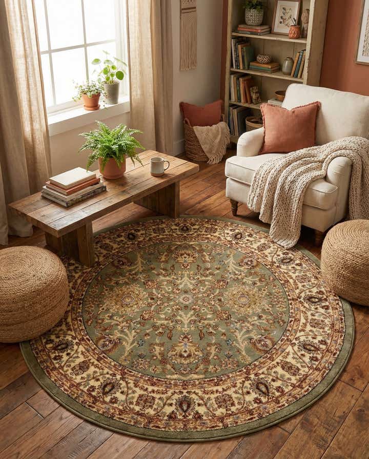 185cm x 185cm Klassieke Agra Rond Vloerkleed