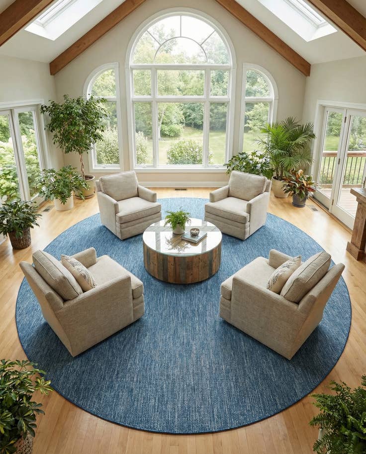 Detail image of 13' x 13' Easy-Clean Solid Indoor / Outdoor Round Rug
