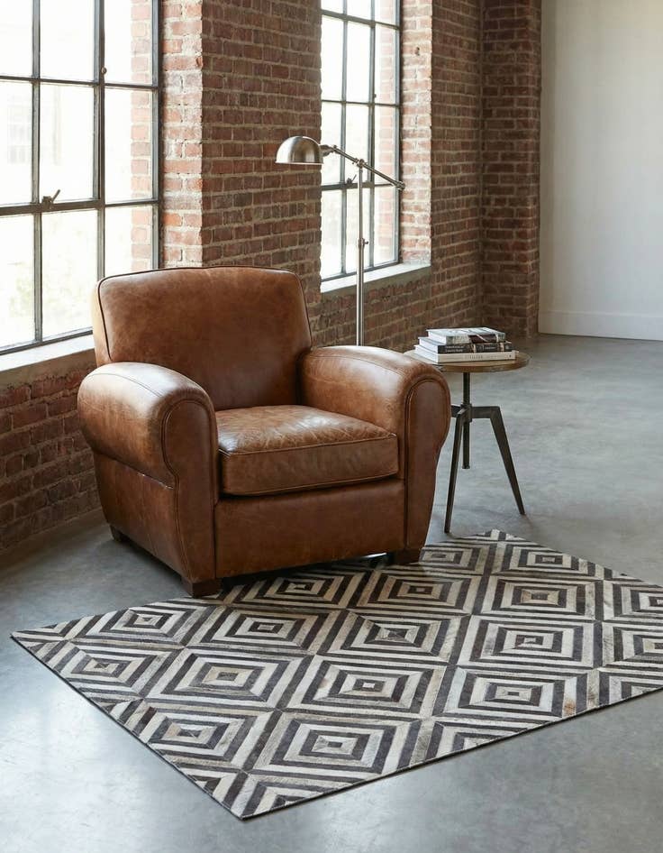 Detail image of 3' 10 x 5' 5 Cowhide Leather Rug