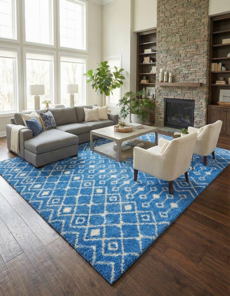 Detail image of 10' 8 x 14' Moroccan Trellis Shag Rug