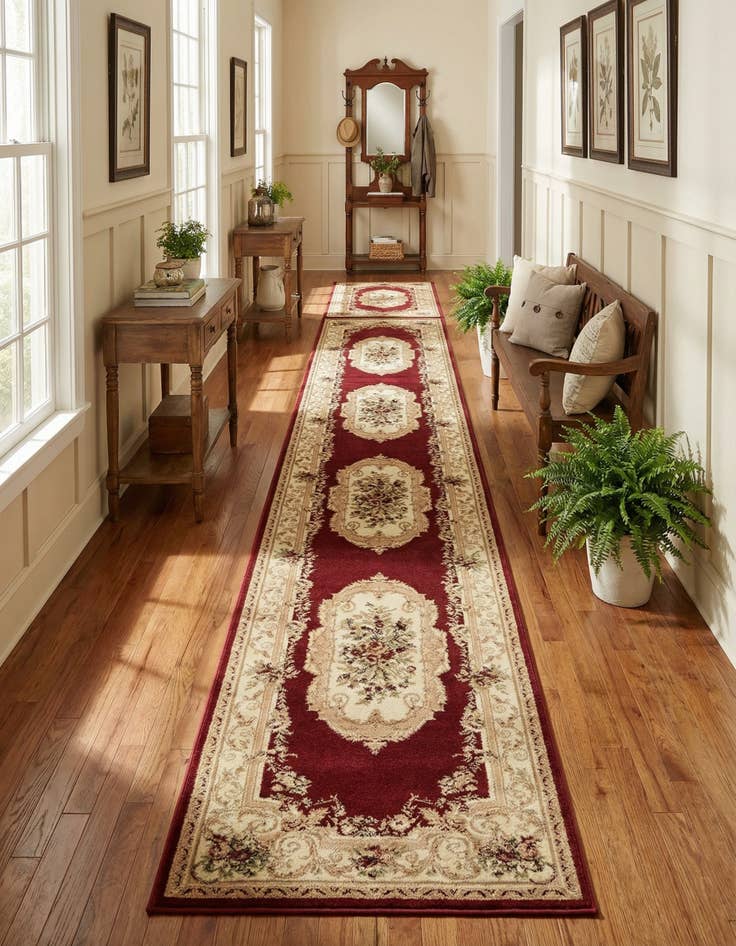 Detail image of 3' x 16' 5 Classic Aubusson Runner Rug