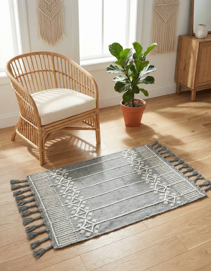 Detail image of 2' x 3' 1 Easy-Clean Eco Bohemian Indoor / Outdoor Rug