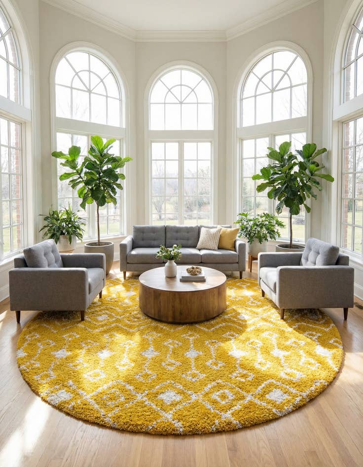 Detail image of 10' x 10' Moroccan Trellis Shag Round Rug