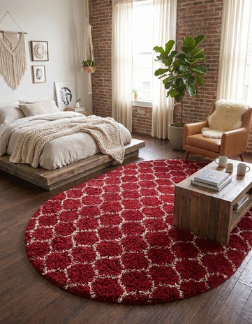 7' 10 x 10' Lattice Shag Oval Rug