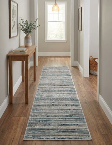Ivory and Blue Finsbury Runner Rug