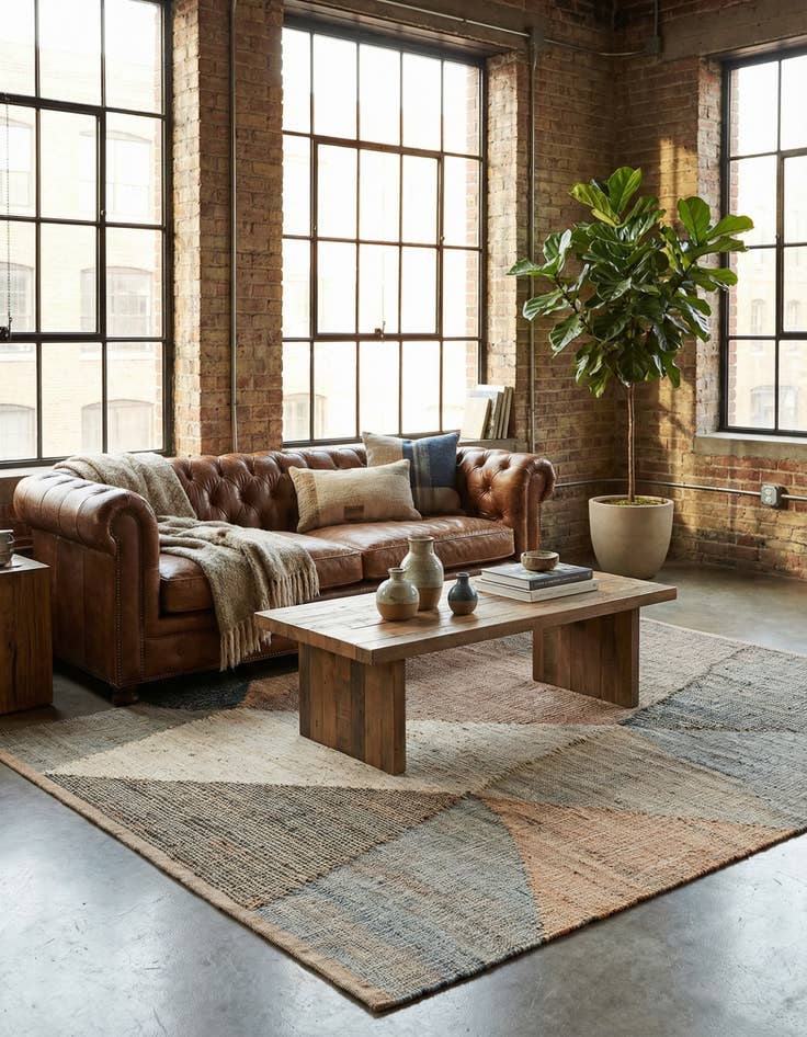 Detail image of 5' 1 x 8'  Hand Woven Kilim Jute Rug