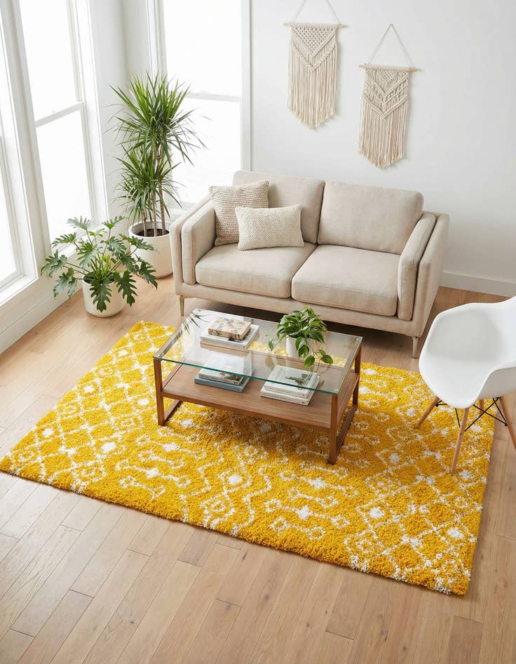 Detail image of 5' 3 x 8' Moroccan Trellis Shag Rug