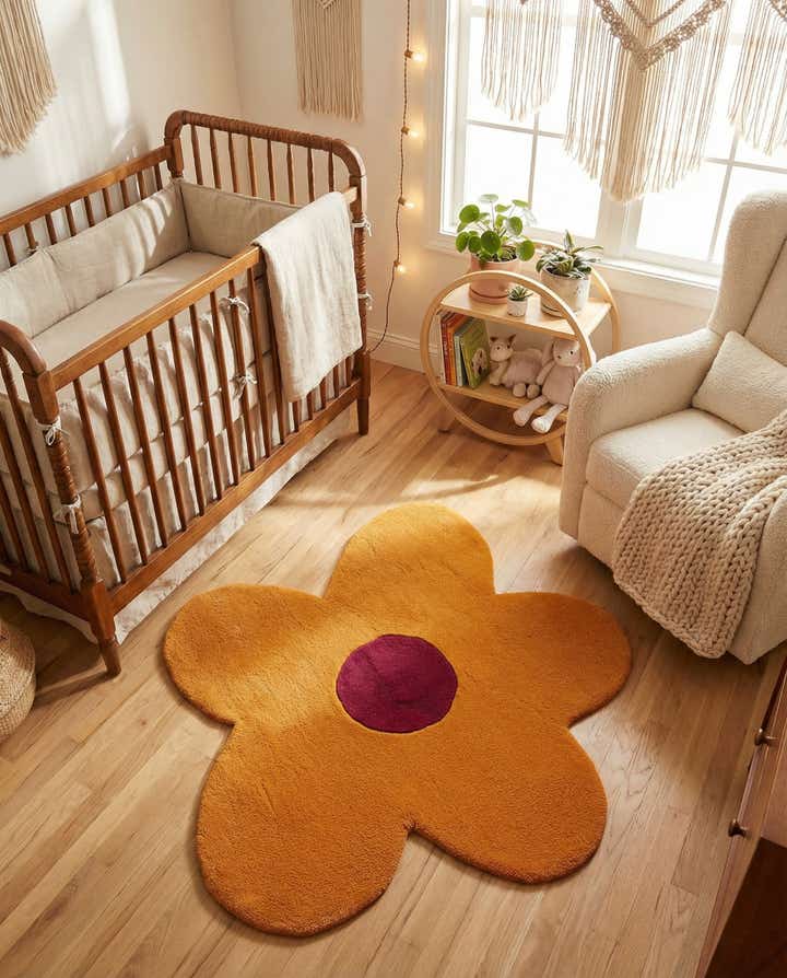 3' 1 x 3' 1 Happy Rugs Funky Flower Wool Round