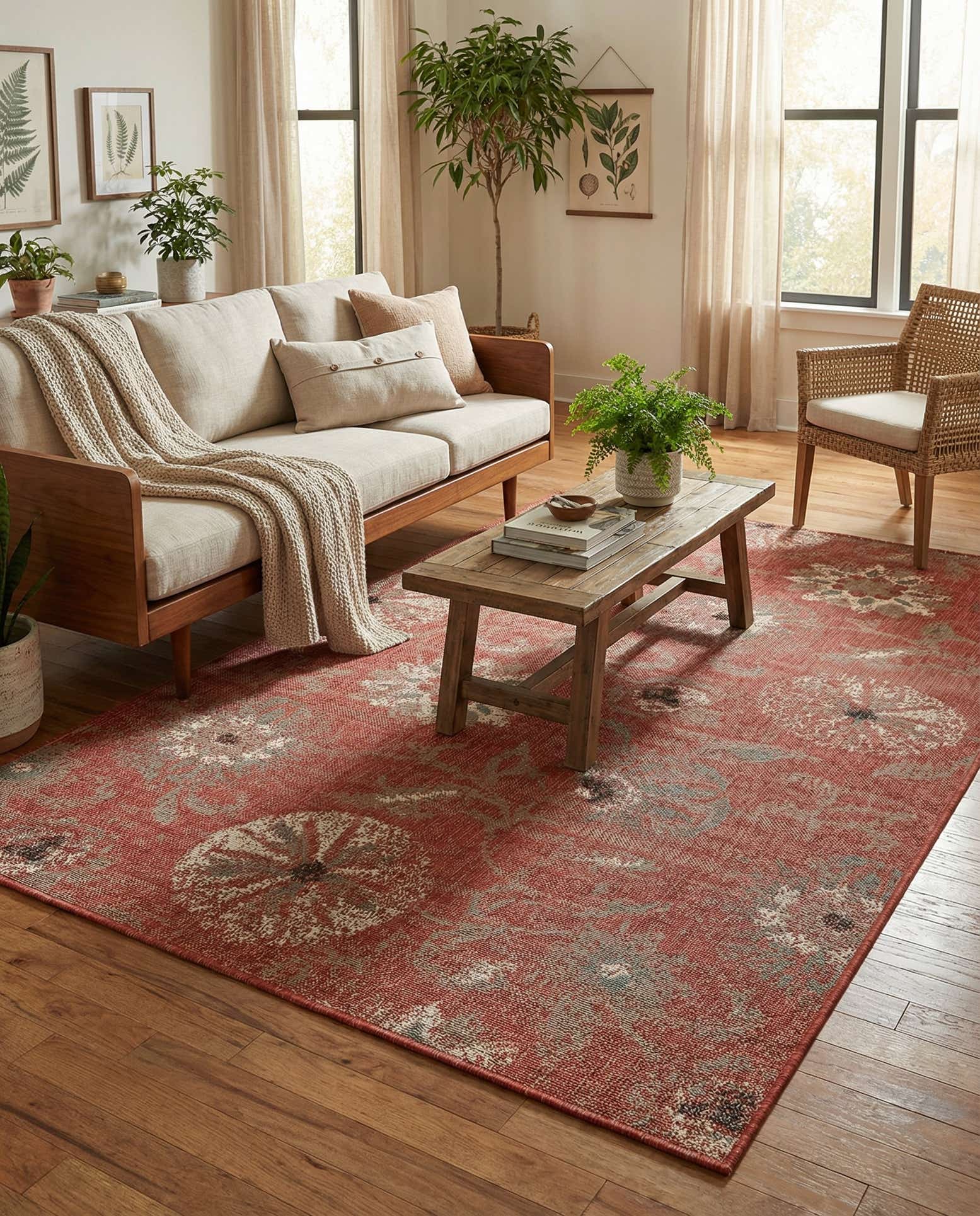 5' x 8' Easy-Clean Botanical Indoor / Outdoor Rug