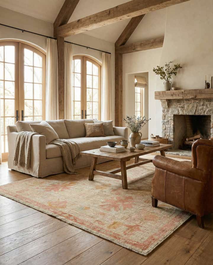 5' 1 x 7' 1 Hand Knotted Oushak Wool Rug