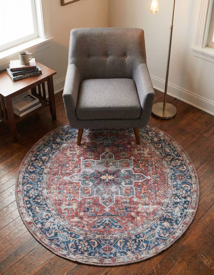 Detail image of 4' x 4'  Washable Yara Round Rug