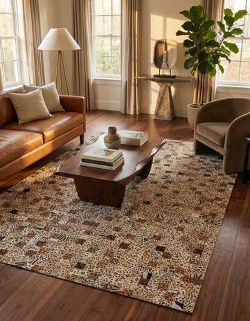 5' 1 x 8' Cowhide Leather Rug