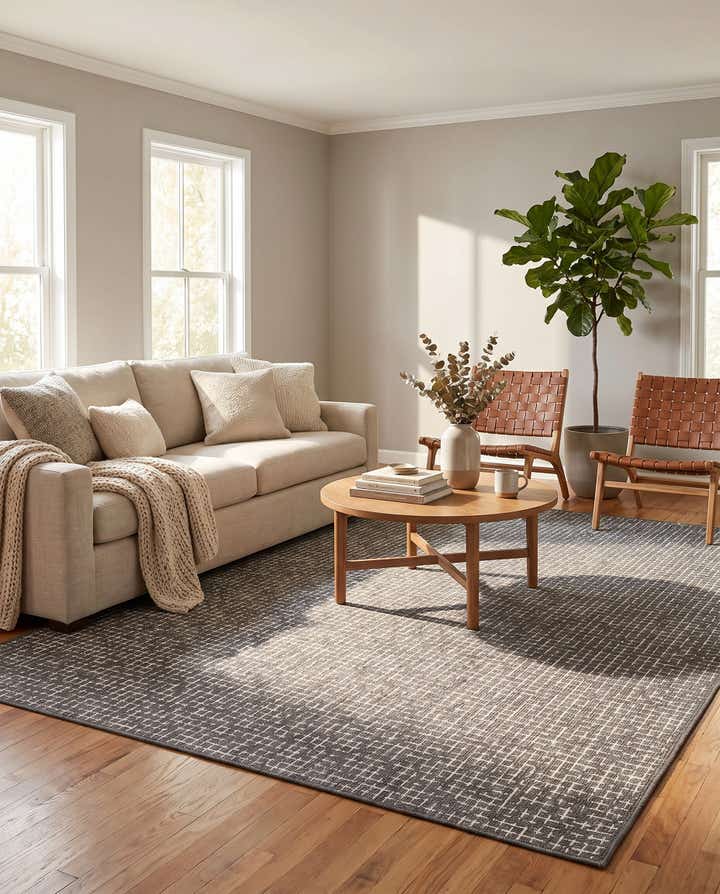 6' x 9' Easy-Clean Checkered Indoor / Outdoor Rug
