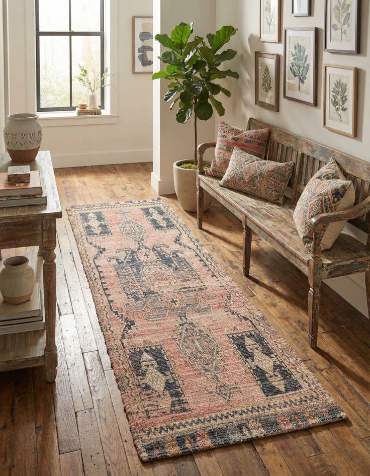 Detail image of 2' 2 x 8'  Hand Woven Chenille Jute Runner Rug