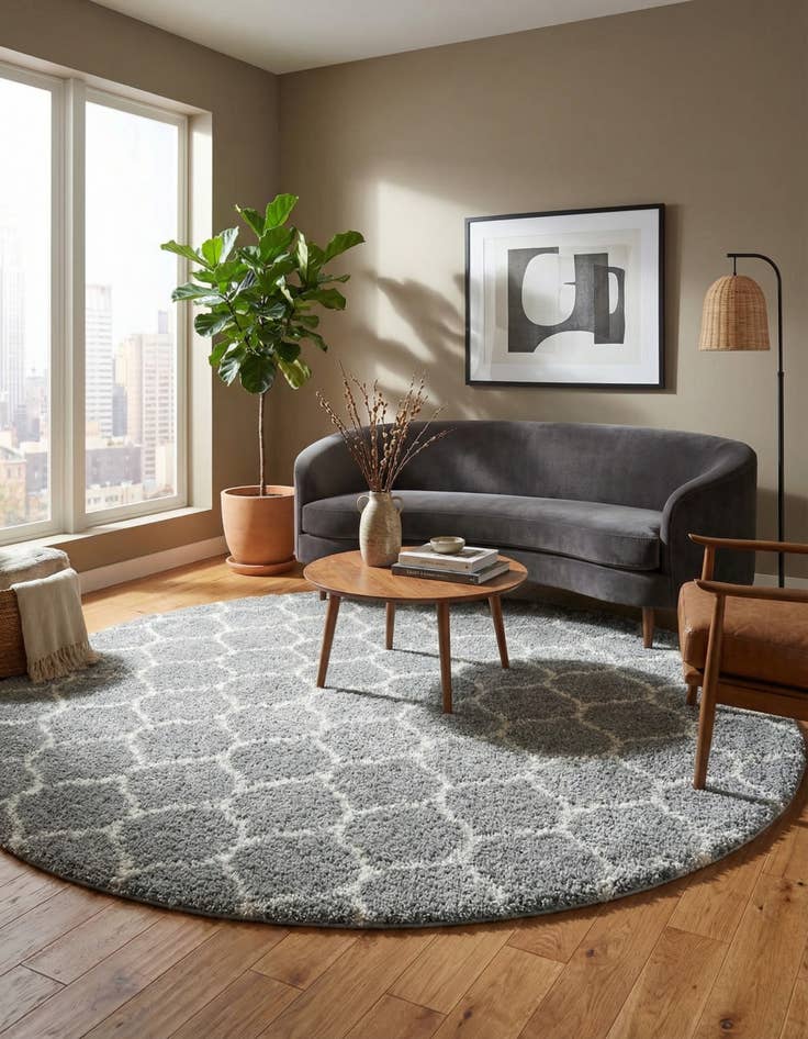 Detail image of 10' x 10' Lattice Shag Round Rug