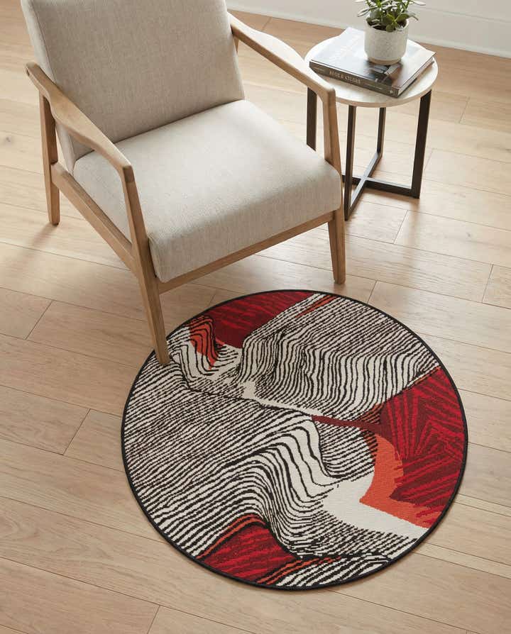 3' x 3' Easy-Clean Modern Indoor / Outdoor Round Rug