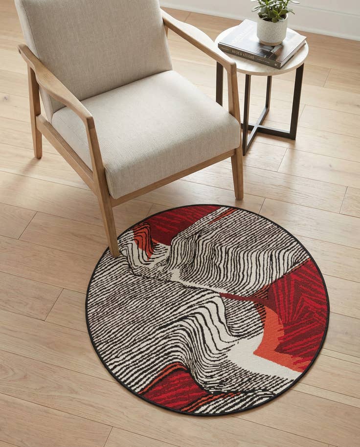 Detail image of 3' x 3' Easy-Clean Modern Indoor / Outdoor Round Rug