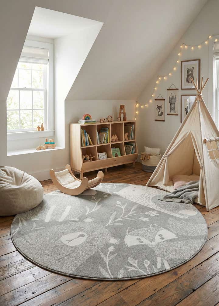 7' x 7' Whimsy Kids Round Rug