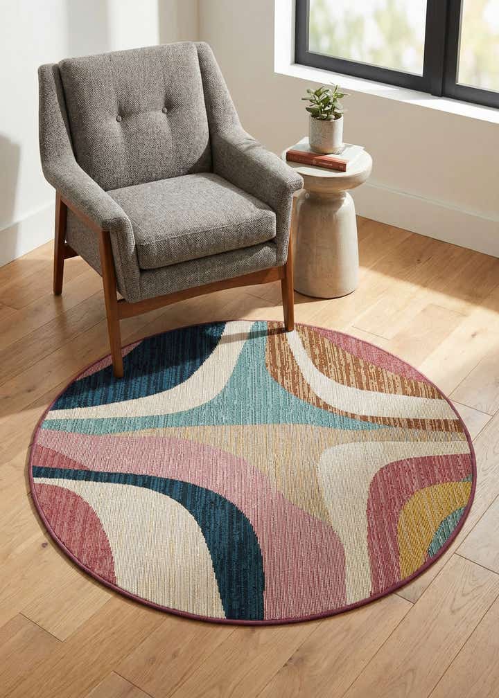 3' x 3' Easy-Clean Modern Indoor / Outdoor Round Rug