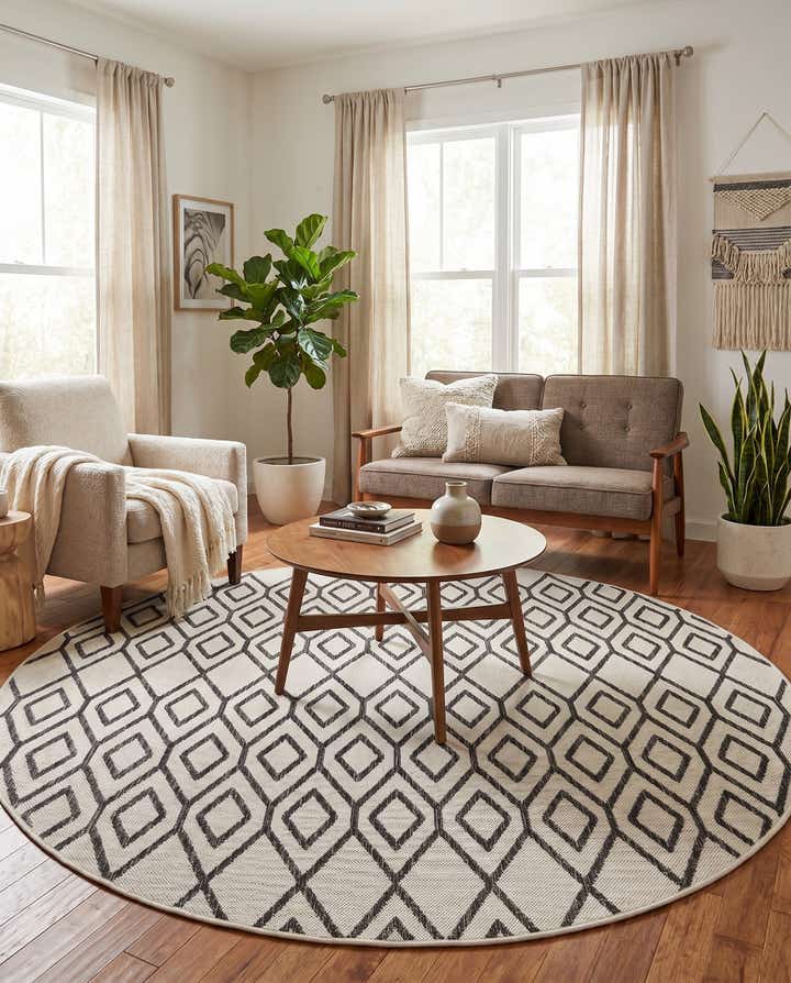 6' 7 x 6' 7 Easy-Clean Jill Zarin Turks and Caicos Indoor / Outdoor Round Rug