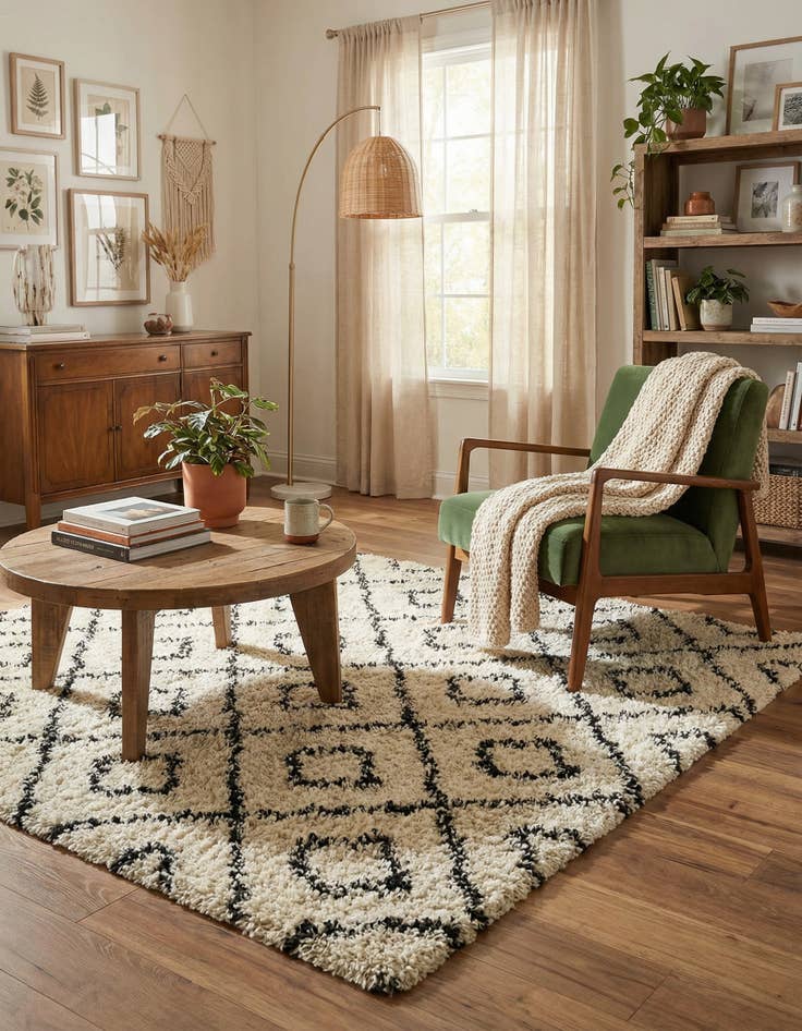 Detail image of 6' x 6' Lattice Shag Square Rug