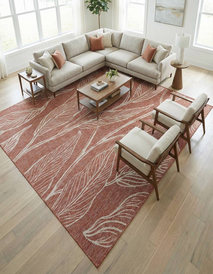 Detail image of 10' 8 x 10' 8 Washable Botanical Indoor / Outdoor Square Rug