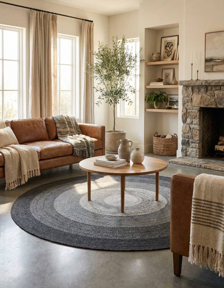 Detail image of 7' 10 x 7' 10 Handmade Hand Braided Wool Round Rug