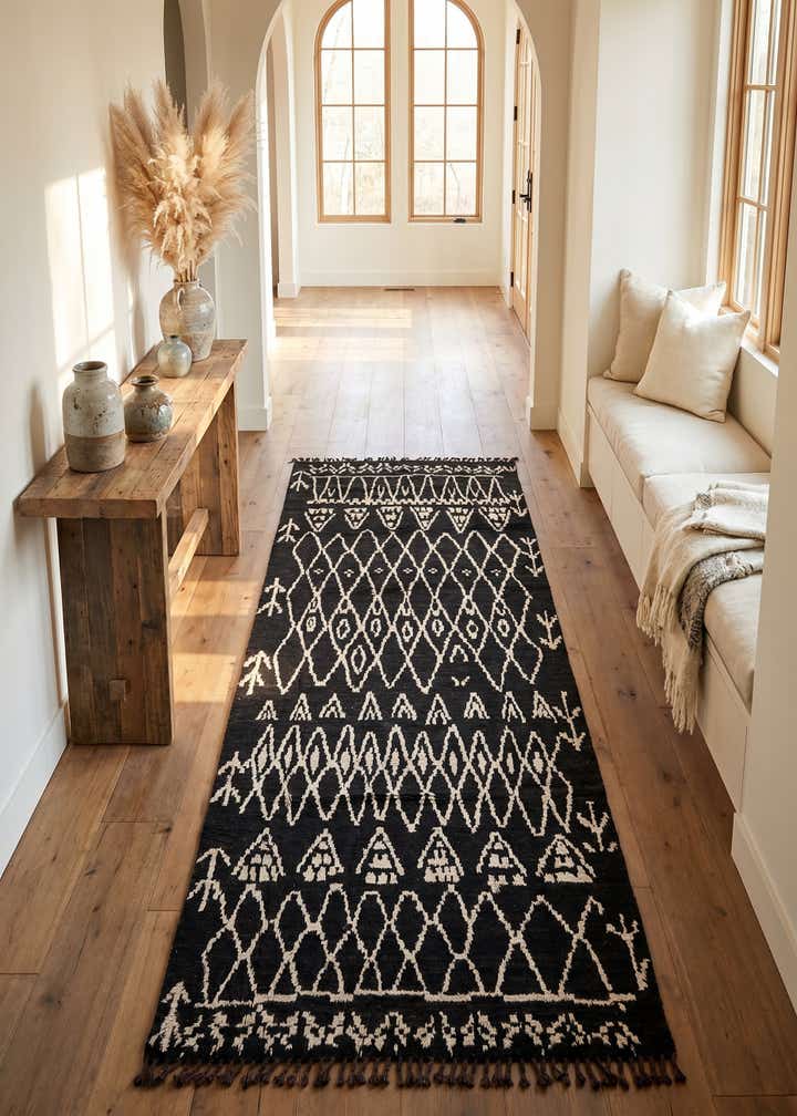 6' x 12' 4 Hand Knotted Moroccan Wool Runner Rug