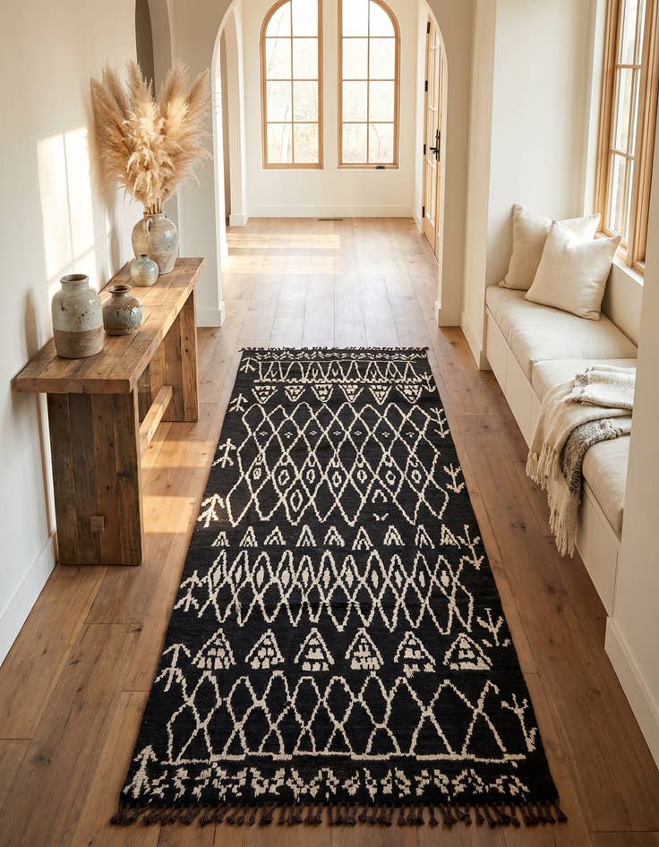 Detail image of 6' x 12' 4 Hand Knotted Moroccan Wool Runner Rug