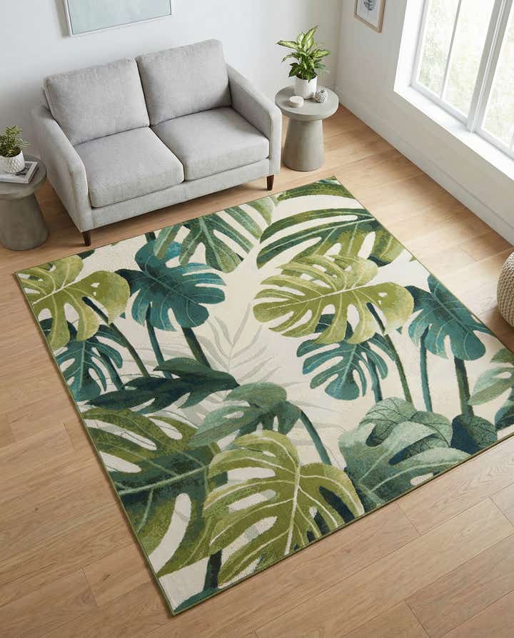 6' x 6' Easy-Clean Botanical Indoor / Outdoor Square Rug