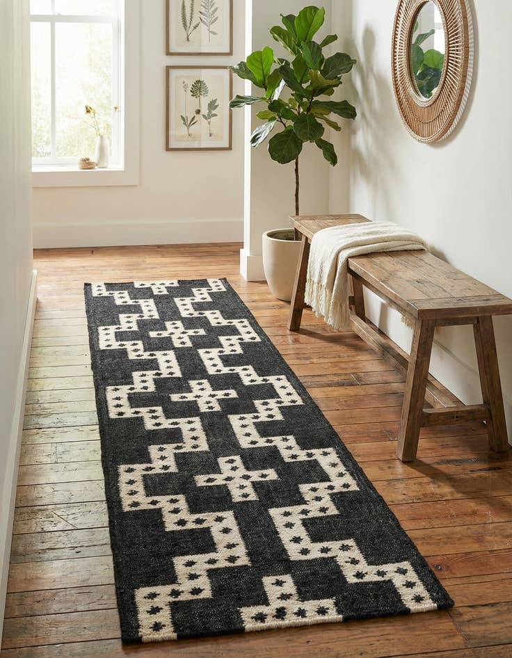 Detail image of 2' x 8' Hand Woven Kilim Wool Runner Rug