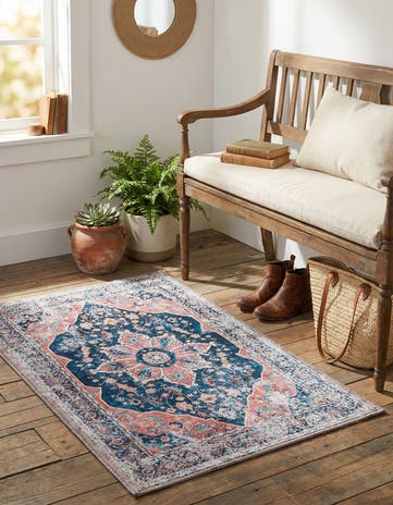 Navy Blue Washable Yara Rug