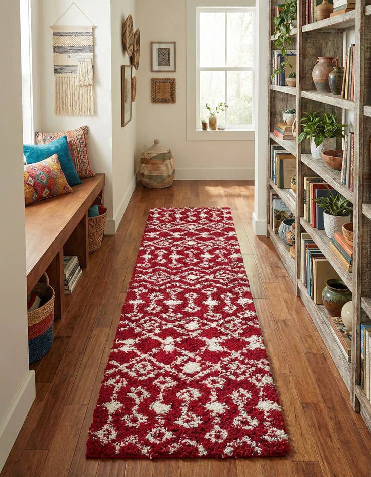 Detail image of 2' x 8' Moroccan Trellis Shag Runner Rug